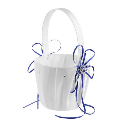 

Double Heart Drill Wedding Love Case Satin Basket Bride Flower Girl Basket