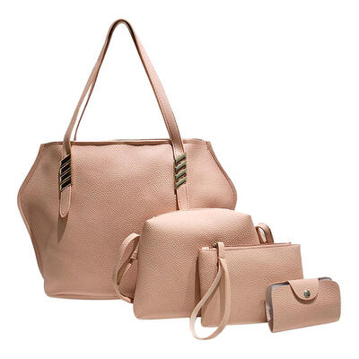 

4pcsset Solid Color Tote Women Leather Shoulder Crossbody Card Bags Clutch