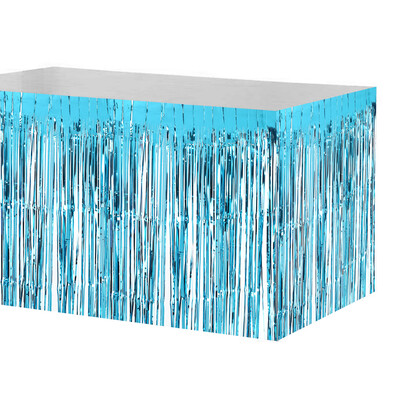 

74 274cm Metallic Foil Fringe Table Skirt Tinsel Shimmer Table Skirt Decoration for Hotel Reception Wedding Christmas Party