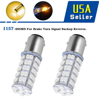 

2x AmberYellow 1157 BAY15D 68smd Turn SignalParkingBackup LED Light Bulbs