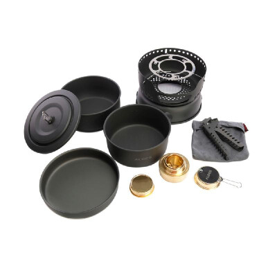 

ALOCS CW-C05 10Pcs Portable Outdoor Camping Cooking Set Cookware 2-4 Persons Picnic Pots Pan Alcohol Stove