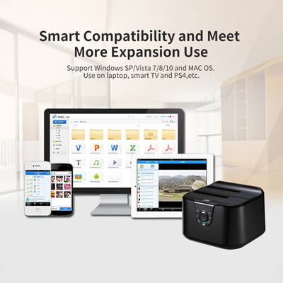 

Hard Drive Docking Station USB 30 to 2535inch SATA Hard Disk Case Dual Bay HDD SSD UASP Fast Speed Tool-free Installation Bla