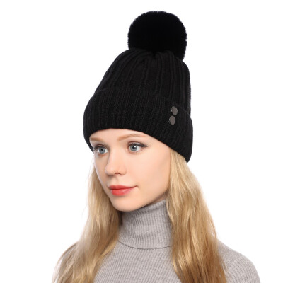 

Tailored Fashion Women Curling Button Cap Hat Winter Warm Thickened Knitted Ball Cap