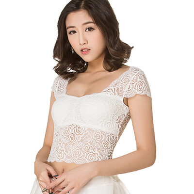 

Solid Color Large Size Hollow Camisole Slim Slim Lace Hollow Short Vest
