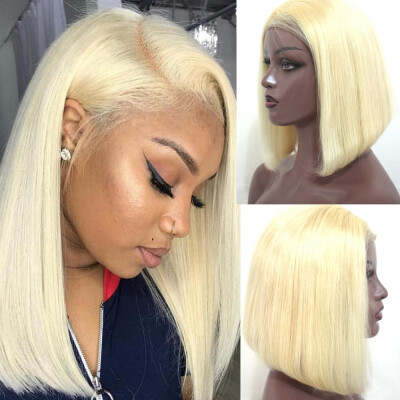 

Human Hair Lace Front Bob Wigs Straight 180 Density Full Head Middle Part Pre Plucked Hairline with Baby Hair Lace Bob Wigs for W