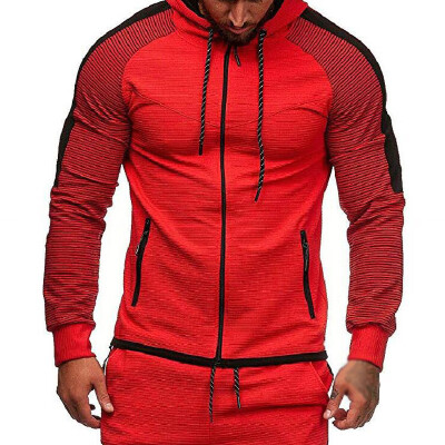 

Mens Stripes Long Sleeve Hoodie Baggy Drawstring Pullover Sweatshirt Gym Sports