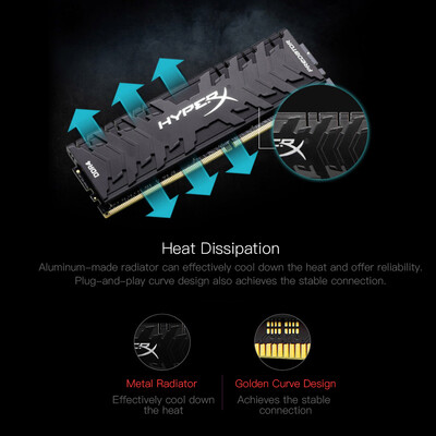 

HyperX Kingston Technology Predator Black 16GBKit of 2 DDR4 3000MHz RAM Gaming Memory CL15 135V DIMM 288-pin XMP HX430C15PB3K