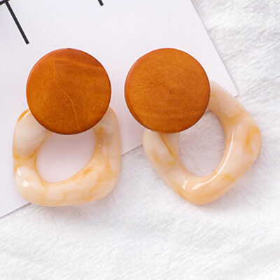 

Fashion Big Resin Drop Earrings For Women New Acetic Acid Large Korea Square Earrings Trendy Wood Geometric Jewelry