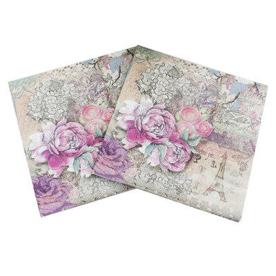 

5Packs 100Pcs Eiffel Tower Flower Print Party Tissue Napkin Paper Handkerchief
