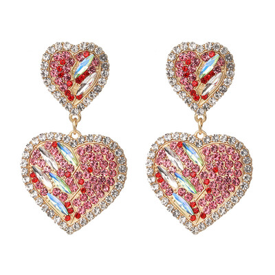 

2019 Vintage Boho Statement Crystal Heart Drop Earrings Ethnic Antique Heart-shaped Jewelry Birdal Wedding Party Accessories