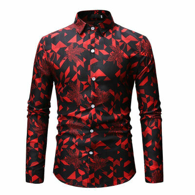 

Fashion Mens Slim Fit Floral Shirt Long Sleeve Cotton Dress Shirts Casual Tops