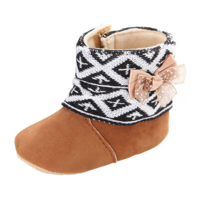 

Infant Baby Boys&Girls Fashion Style Patch Boots Baby Cotton Shoes With Butterfly Bow