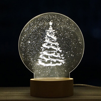 

Gobestart Christmas Panel Acrylic 3D LED Christmas Tree Lamp Night Light Desk Gift