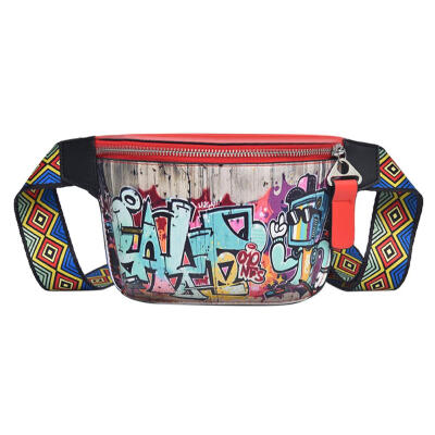 

Street Fanny Waist Pack Women Leather Graffiti Shoulder Chest Belt Handbags