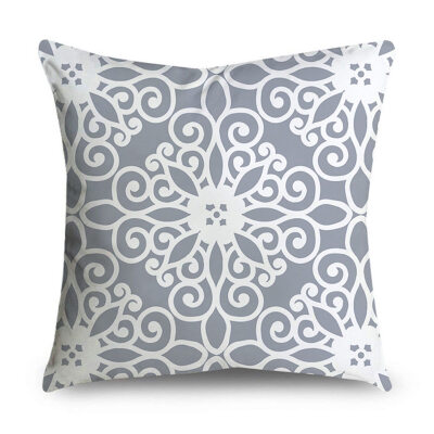 

Cushion Cover Throw Pillowcase Pattern Grey Retro Geometric Print 45 X 45cm