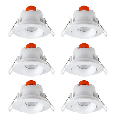 

DGT LED opening 75MM 6W spotlight living room porch lamp bedroom ceiling lamp embedded hole lamp 6 Pack downlight 15471