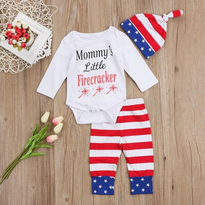 

Toddler Boy Girl Long Sleeve Romper American Flag Pants Clothes Outfit Set 0-24M