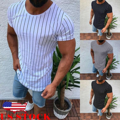 

US Men Slim Fit O Neck Short Sleeve Muscle Tee Shirts Casual T-shirt Tops Blouse