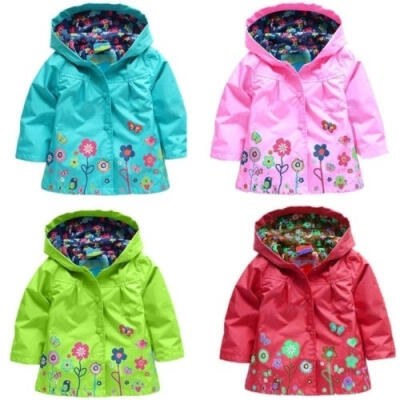 

Cute Kids Children Girls New Flowers Hooded Waterproof Windproof Raincoat Jacket