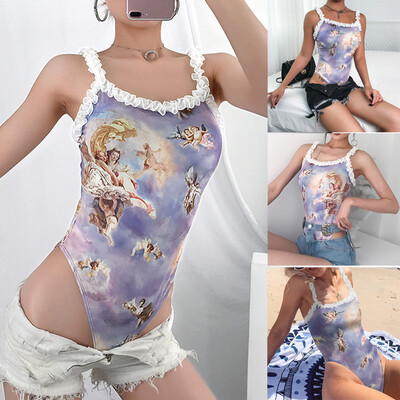 

Starmoon Fashion Women Sexy Little Angle Print Lace Up Sleeveless Casual Strap Jumpsuits