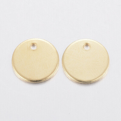 

304 Stainless Steel Charms Blank Stamping Tag Flat Round Golden 12x1mm Hole 12mm