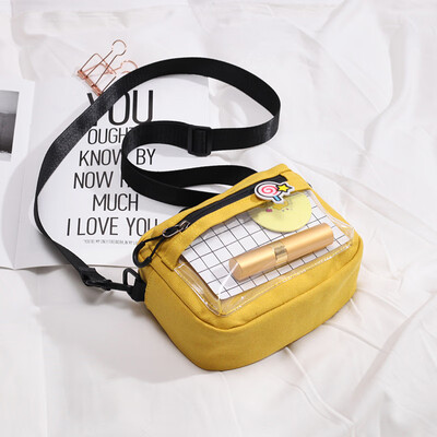 

Transparent mini bag female casual canvas one shoulder small square bag ins Japanese original Sufeng oblique satchel bag