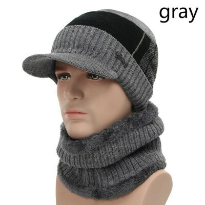 

Men Camping Hat Winter Beanie Baggy Warm Wool Fleece Ski Cap Scarf Neckerchief