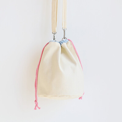 

Tailored Beam Mouth Canvas Bag Drawstring Bucket Bag Diagonal Package Fresh Cotton Bag