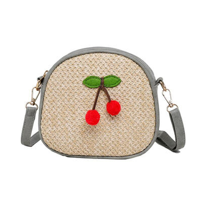 

Cherry Decor Shoulder Messenger Handbags Beach Women Straw Crossbody Bags