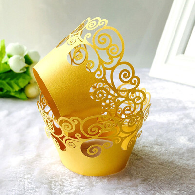 

FUNNYBUNNY Filigree Artistic Muffin Cupcake Paper Cup Liners Vine Lace Laser Cupcake Wrappers for Wedding Party Birthday Decor
