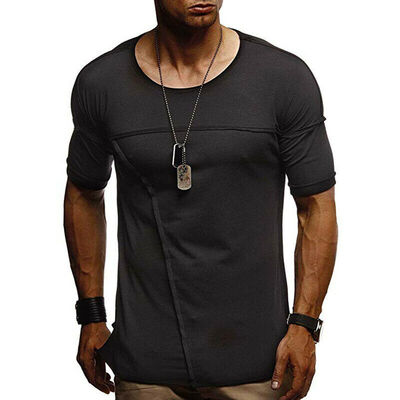 

Mens T Shirt Slim Fit Casual T-shirt Tops Summer Clothes Bodybuilding Muscle Tee