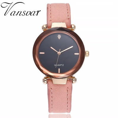 

Vansvar Diamond Watch Women Lady Leather Strap Stainless Steel Analog Quartz Wristwatch Hot Sale Luxury Watches Zegarek Damski