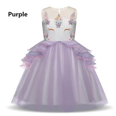 

Chiffon Unicorn Kids Girls Bridesmaid Formal Tutu Sleeveless Pageant Party Dress
