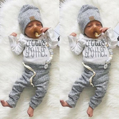 

Newborn Baby Boy Little Brother Clothes Romper Bodysuit Pants Leggings Outfits