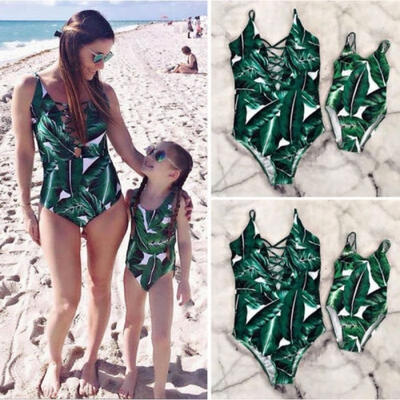 

Summer Women Girls Family Matching Swimsuit Mother Daughter Bathing Suit Beach Swimwear