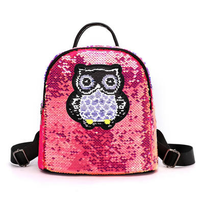 

Bird Print Sequin Travel Small Backpacks Women Shoulder Schoolbags Knapsack