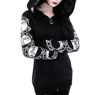 

Toponeto Women Vintage Gothhic Zipper Sweatshirt Long Sleeve Plus Size Coat