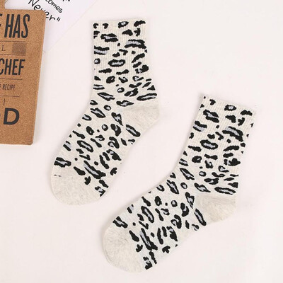 

Womens Casual Ankle High Socks Breathable Cotton Comfortable Leopard Print Long Socks
