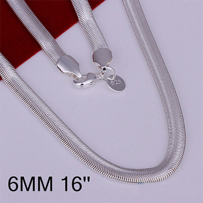 

Womens Mens Fashion Solid Silver Plated 6mm Snake Chain Necklace No Pendant