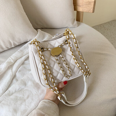 

Chic retro rhomboid chain bag new 2019 net red fan you bucket bag popular single shoulder slant girl bag