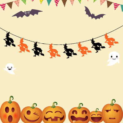 

FUNNYBUNNY Trick or Treat Halloween Pumpkin Bunting Banner Hanging Decor Party Ornaments