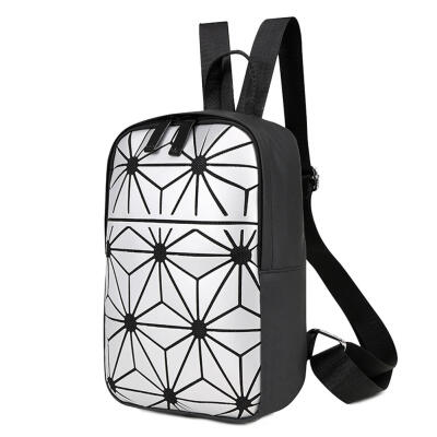 

Laser Plaid Print Backpack Women Girls PU Leather School Travel Knapsack