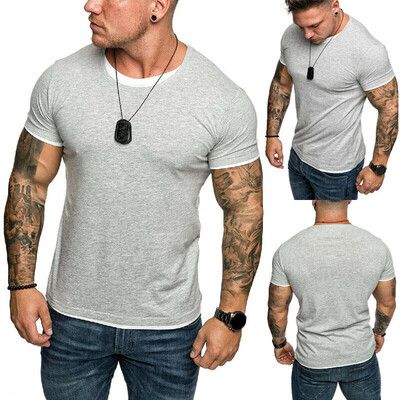 

Fashion Mens Slim Fit O Neck Short Sleeve Gym Muscle T-shirt Casual Tops Blouse