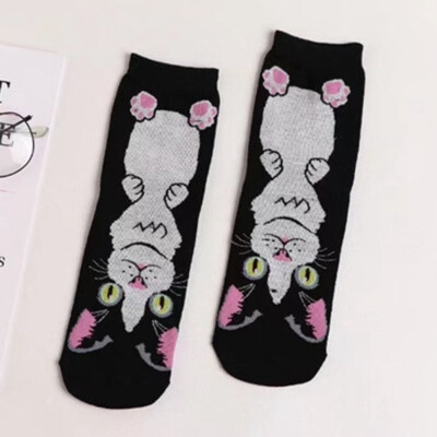 

New Fashion Women Cotton Cute Socks Cartoon Cat And Dogs Paws With Dots Happy Funny Socks Woman