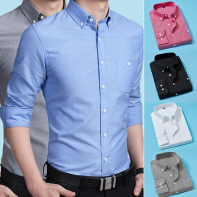 

Luxury Mens Slim Fit Shirt Long Sleeve Stylish Formal Casual T-shirt Tops New