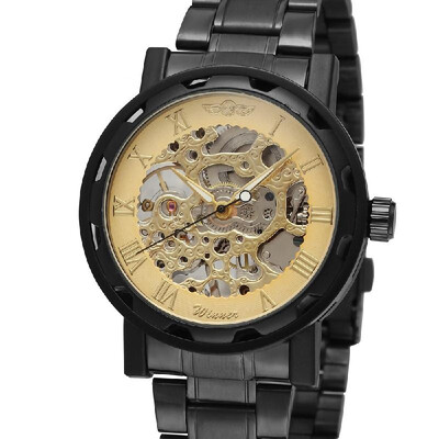 

Winner Fashion Mens Watches Skeleton Noctilucent Mechanical Movement Roman Numerals Waterproof Sports Business Analog Dial Stainl