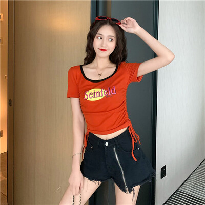 

Spring&summer round neck thin letters fold t-shirt shirt harajuku tshirt pokemon ropa mujer t-shirt friends t shirt women