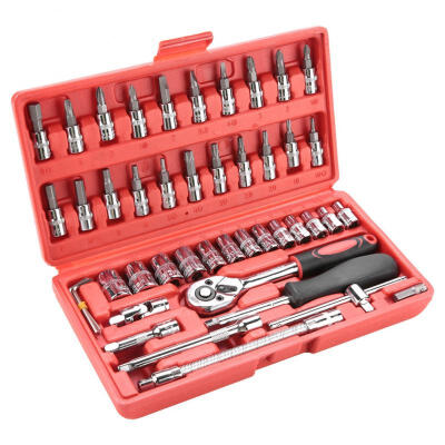 

Greensen 46pcs Socket Spanner Wrench Set Drive Metric Extension Bar Hardware Tool Set