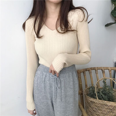 

Womens V Neck Sweater Twist Knot Long Sleeve Oversized Casual Pullover Jumper