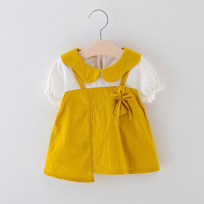 

0-24M Baby Summer Girls Clothes Round Neck Cotton Cartoon Print Princess Cute Sweet Casual Short Sleeve Dress